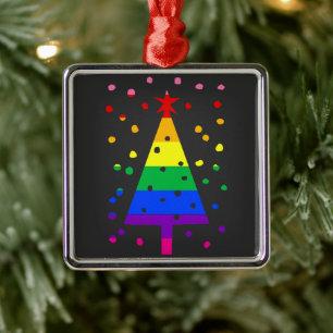 Ornamento De Metal Feriado Gay Feliz Natal Queer Orgulho LGBTQ