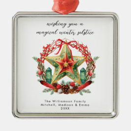 Ornamento De Metal Feriado nas Estrelas do Férias do inverno Solstíci