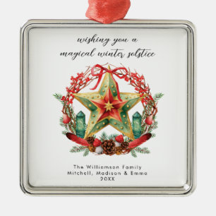 Ornamento De Metal Feriado nas Estrelas do Férias do inverno Solstíci