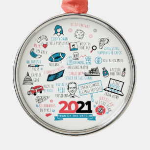 Ornamento De Metal Feriados de Natal 2021 Ano da Vacina Comemorativo