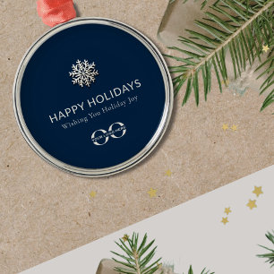 Ornamento De Metal Feriados Felizes em Floco de Neve Elegante