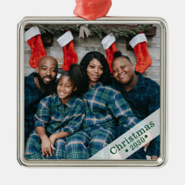 Ornamento De Metal Férias com Foto de Família Personalizada