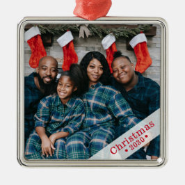 Ornamento De Metal Férias com Foto de Família Personalizada