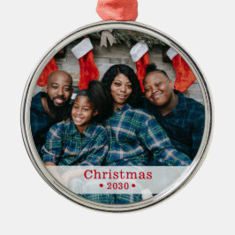 Ornamento De Metal Férias com Foto de Família Personalizada