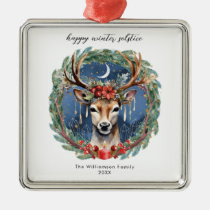 Ornamento De Metal Férias do Solstício de Inverno Veado Coroa Yule Na