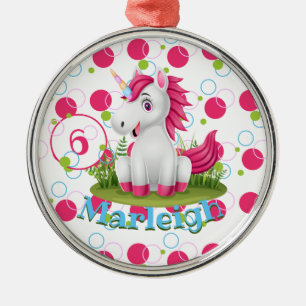 Ornamento De Metal Festa de aniversário Unicorn Personalizada