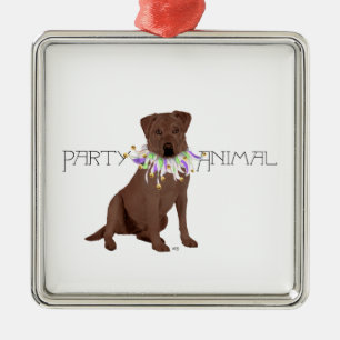 Ornamento De Metal Festa de Chocolate Labrador