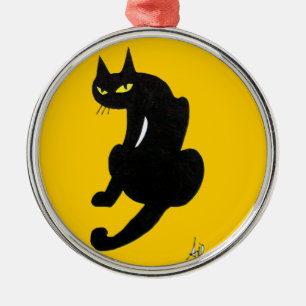 ORNAMENTO DE METAL FESTA DE HALLOWEEN DO GATO PRETO