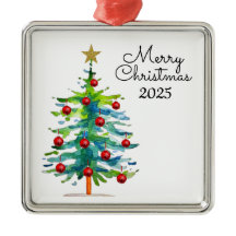 Festive Christmas Tree With Red Ornaments