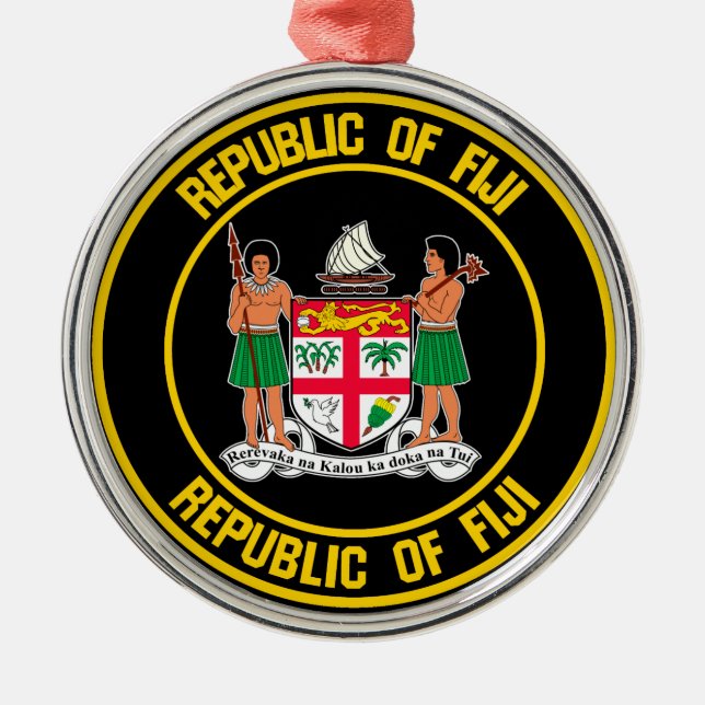 Ornamento De Metal Fiji Round Emblem (Frente)