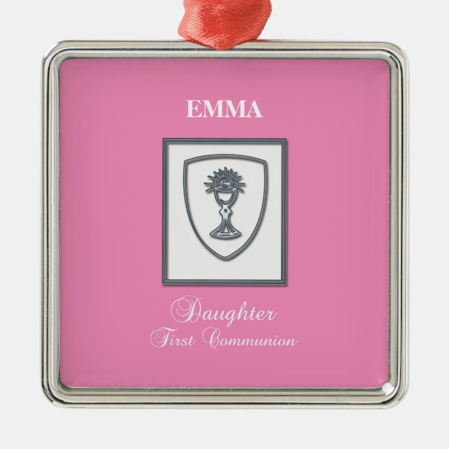 Ornamento De Metal Filha, Primeira Comunhão Silver Chalice (Frente)