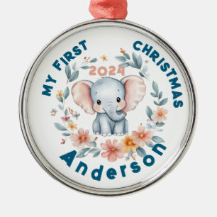 Ornamento De Metal Filhinho Primeiro Elefante Bonito de Natal