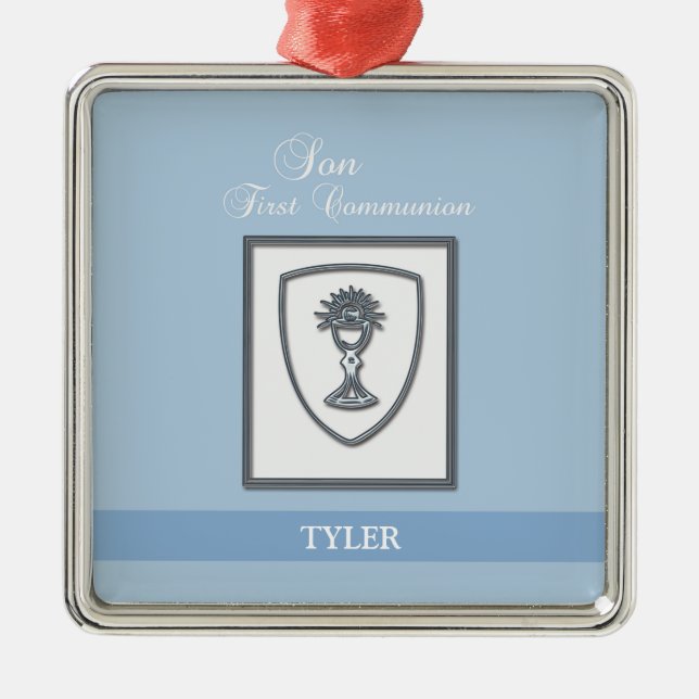 Ornamento De Metal Filho, 1ª Comunhão Silver Chalice (Frente)
