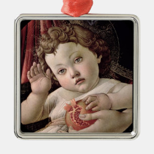 Ornamento De Metal Filho Cristo e Madona de Pomegranato