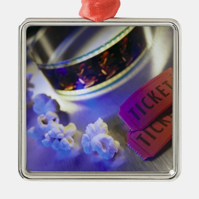 Ornamento De Metal Filme, pipoca & bilhetes do cinema (Frente)