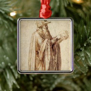 Ornamento De Metal Filósofo grego com crânio humano por Michelangelo