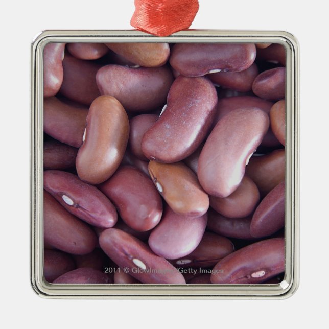 Ornamento De Metal Fim-acima do feijão vermelho (Frente)