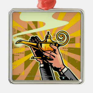 Ornamento De Metal Fim-acima do homem de negócios que guardara a