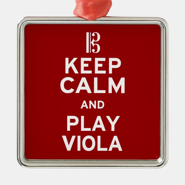 Ornamento De Metal Fique calmo e jogue a Viola (Frente)
