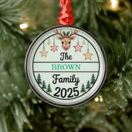 Ornamento De Metal Fir Trees Stars Family Name 2025 Christmas
