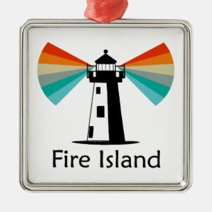Ornamento De Metal Fire Island Lighthouse Rainbow