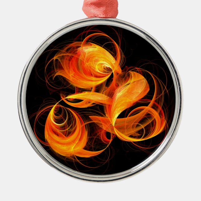 Ornamento De Metal Fireball Abstrato Art Round (Frente)