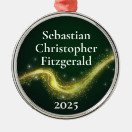 Ornamento De Metal First Christmas Dark Green Newborn Birth Keepsake