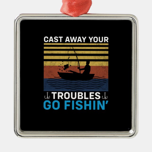 Ornamento De Metal Fisher Vai Pescar (Frente)