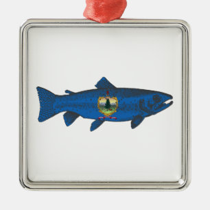 Ornamento De Metal Fissura de Sinalizador de Fish Vermont
