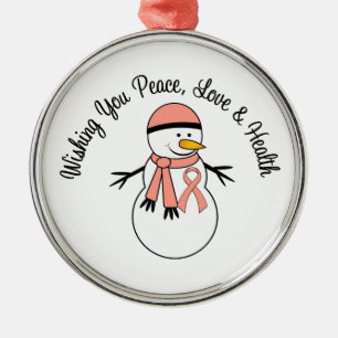 Ornamento De Metal Fita de Cancer Uterina do Homem de Neve Natal