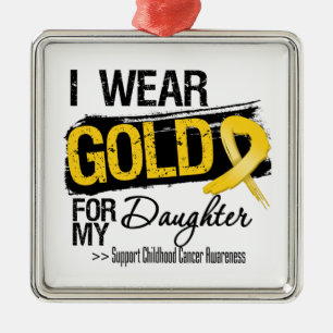 Ornamento De Metal Fita do cancer da infância para minha filha