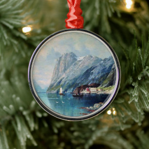 Ornamento De Metal Fjord na Noruega pintura de Lev Lagorio
