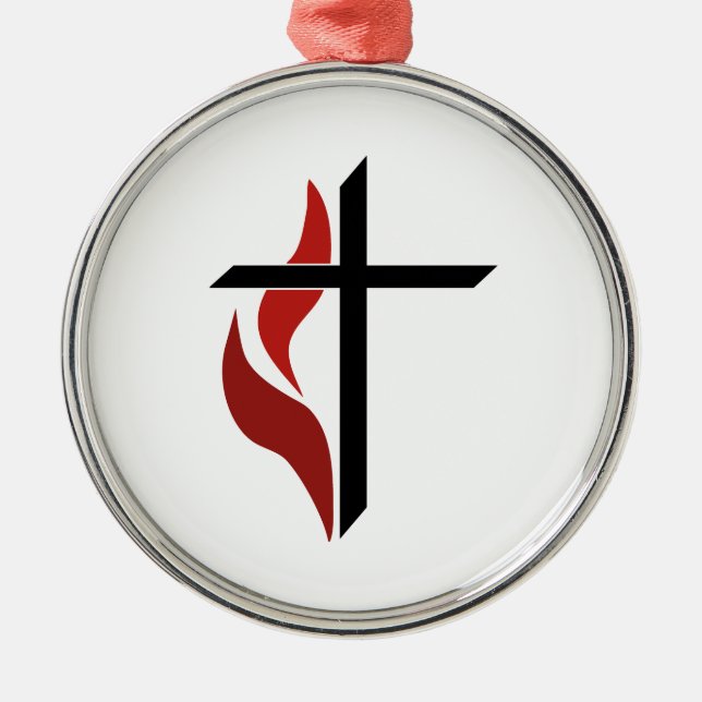 Ornamento De Metal Flaming Cross (Frente)