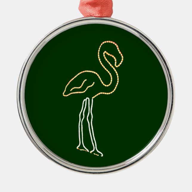 Ornamento De Metal Flamingo fluorescente (Frente)