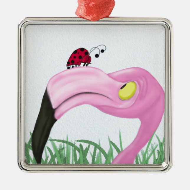 Ornamento De Metal Flamingo Rosa bonito (Frente)