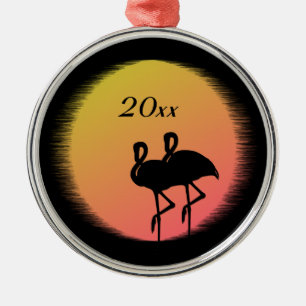 Ornamento De Metal Flamingos Sunset