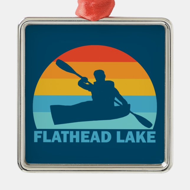 Ornamento De Metal Flathead Lake Montana Kayak (Frente)