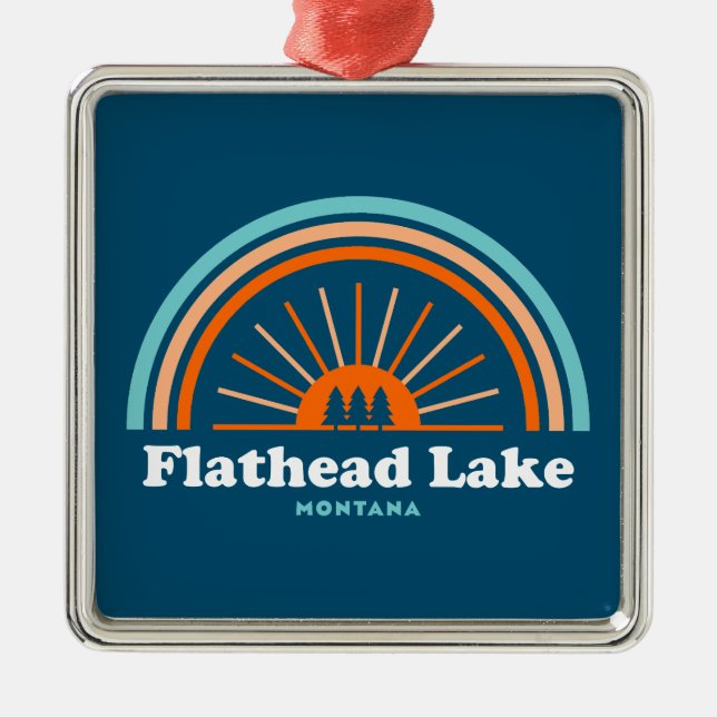 Ornamento De Metal Flathead Lake Montana Rainbow (Frente)
