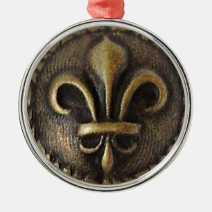 Ornamento De Metal Fleur De Lis Medallion