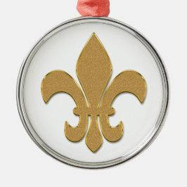 Ornamento De Metal Fleur de lis no Glittering Dourado