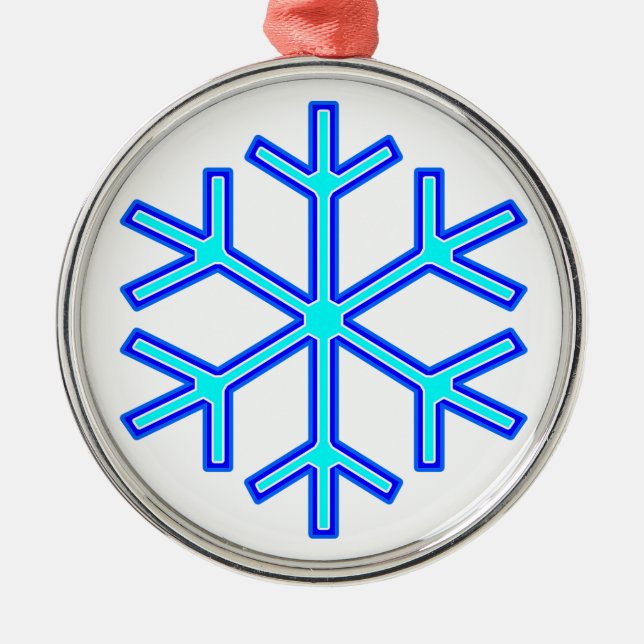 Ornamento De Metal Floco de neve azul (Frente)
