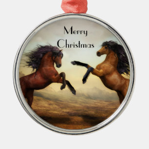 Ornamento De Metal floco de neve de cavalos selvagens