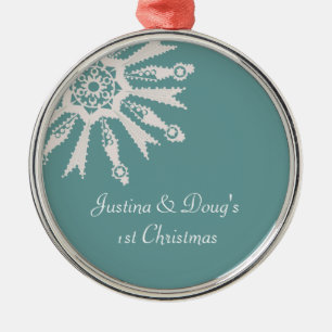 Ornamento De Metal Floco de neve do Natal dos Newlyweds ø