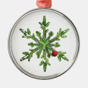 Ornamento De Metal Floco de neve nevado do pinho