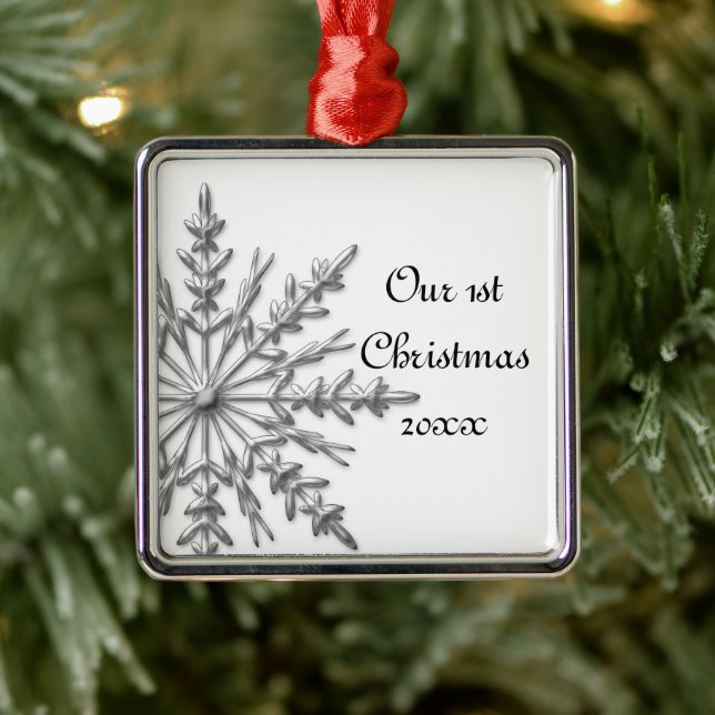 Ornamento De Metal Floco de neve Primeiro Natal Juntos (Árvore)
