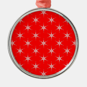 Ornamento De Metal Flocos De Neve De Vidro Em Fundo Vermelho