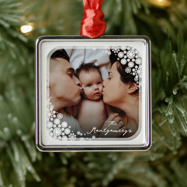 Ornamento De Metal Flocos de neve do inverno Flores Férias Férias Fér (Árvore)