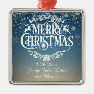 Ornamento De Metal Flocos de Neve Personalizados de Feliz Natal