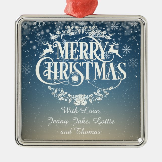 Ornamento De Metal Flocos de neve personalizados de Natal (Frente)