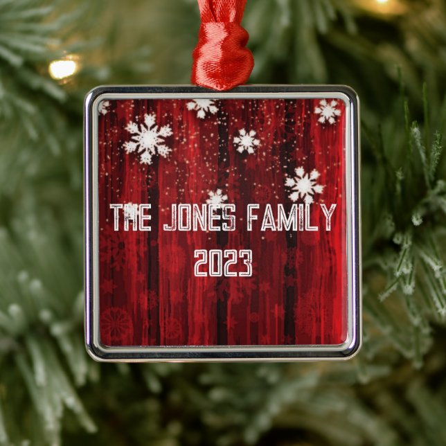 Ornamento De Metal Flocos de neve sobre madeira vermelha russa - Pers (Árvore)